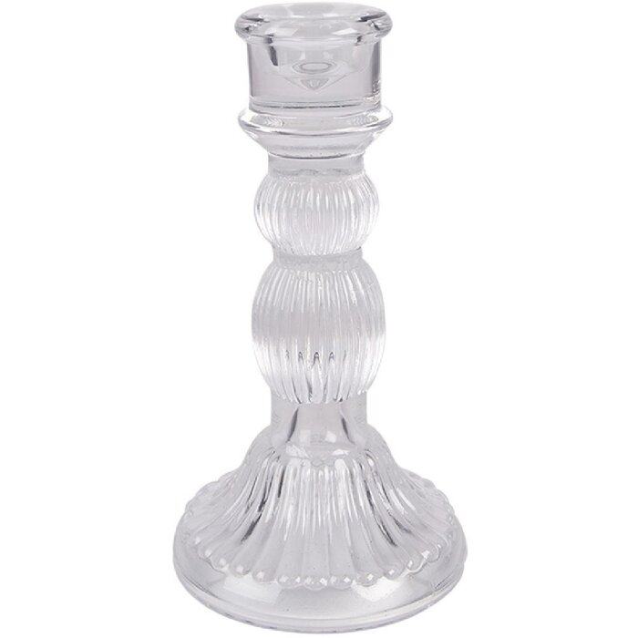 Clayre & Eef 6GL4909 Portacandele in vetro trasparente Ø 8x15 cm