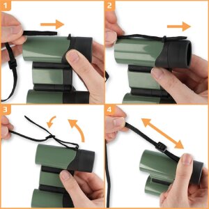 Binocolo Carson Wildcat 7x18 per bambini Senza messa a fuoco Leggero e robusto con cinghia di trasporto