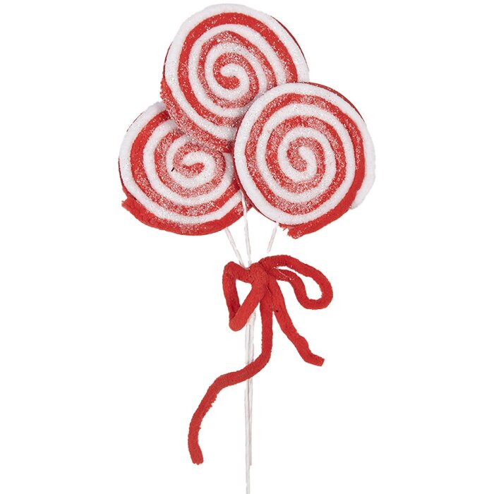 Clayre & Eef 65854 Decorazione Lecca Lecca 15x1x30 cm rosso bianco plastica