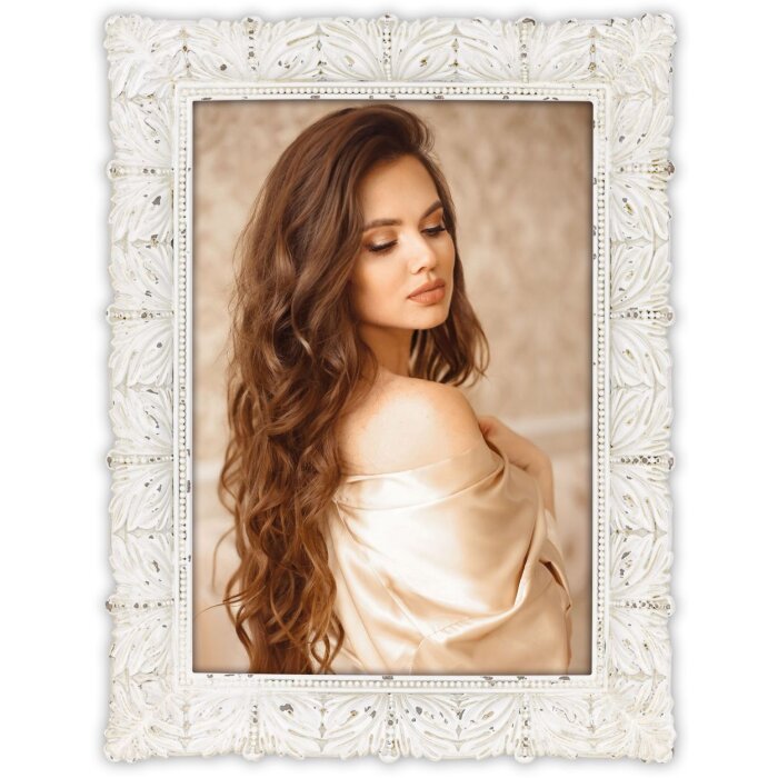 Cornice in resina ZEP Sabletes 13x18 cm bianco vintage con supporto