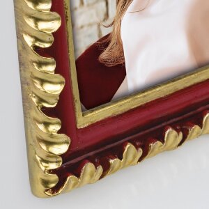 Cornice ZEP Perpignan in resina rosso-oro 10x15 cm Design antico