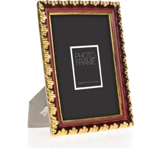 Cornice ZEP Perpignan in resina rosso-oro 10x15 cm Design antico