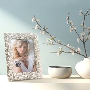 ZEP Cornice per ritratto Rose White 20x25 cm in resina sintetica con decorazione a rose