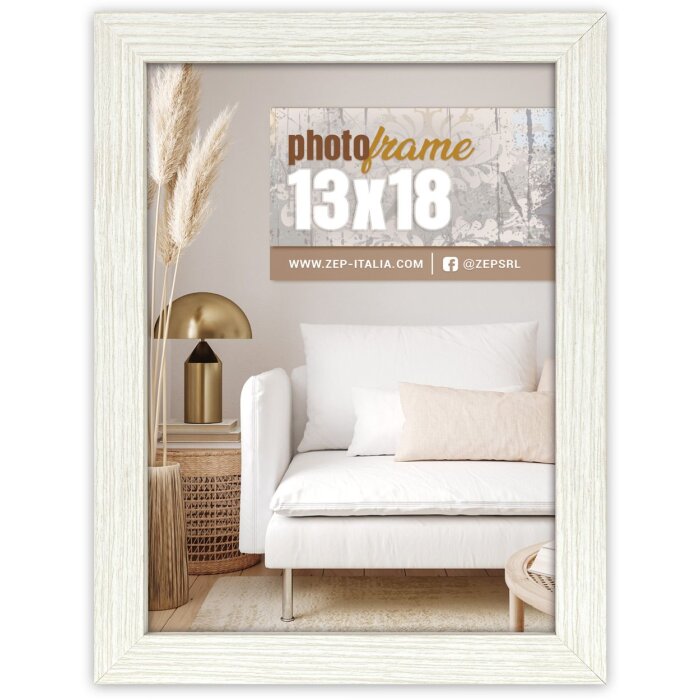 Telaio in legno ZEP sala 15x20 cm profilo blocco bianco vetro trasparente per appendere in piedi