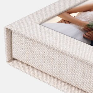 ZEP USB Box Modena Linen beige 11x11x3 cm con foto ritagliata senza chiavetta USB