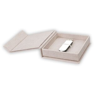 ZEP USB Box Modena Linen beige 11x11x3 cm con foto ritagliata senza chiavetta USB