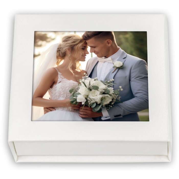 ZEP USB Box Alba Bianco Foto ritagliate 9x9 cm 11x11x3 cm senza chiavetta USB