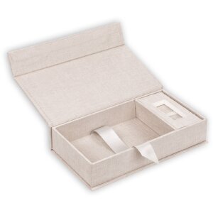 ZEP USB photo box Lodi crema copertina in lino 23x12 5x5 cm senza chiavetta USB