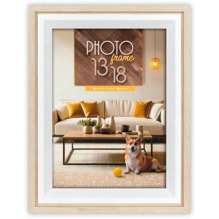 ZEP Bologna cornice crema 30x40 cm MDF effetto legno montaggio a parete