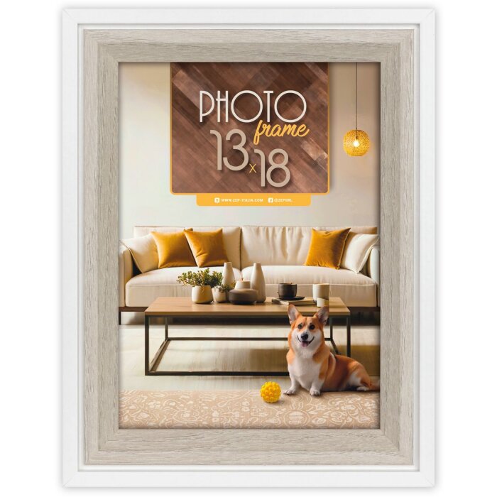 Cornice ZEP Bologna Bianco 30x40 cm MDF effetto legno vetro trasparente