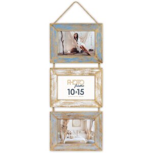 ZEP Cornice in legno Voiron 3 foto 10x15 cm Blu Bianco...