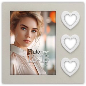 ZEP Cornice in legno Merida Grey 13x18 cm con design a cuore