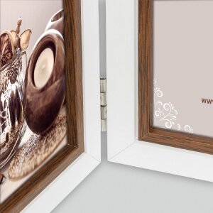 ZEP Doppia cornice Caen 2 quadri 13x18 cm Bianco Marrone 36x20,5 cm
