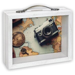 ZEP Salvadanaio in legno Patrick Bianco 17x21x6,5 cm