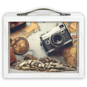 ZEP Salvadanaio in legno Patrick Bianco 17x21x6,5 cm