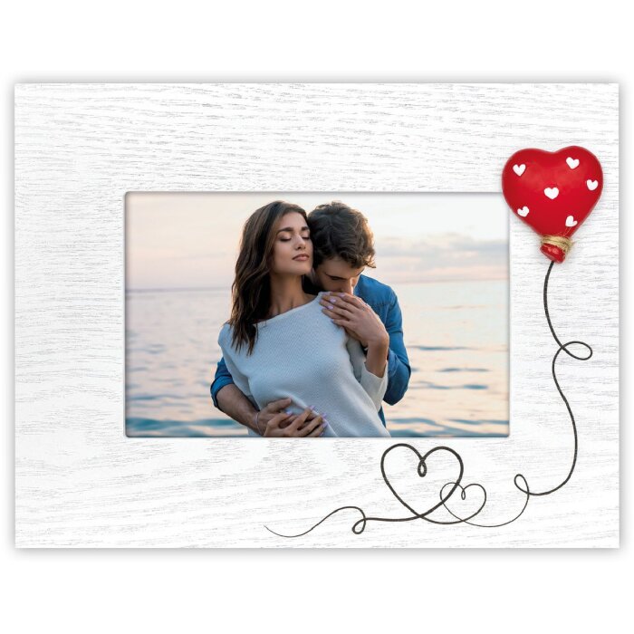 Cornice ZEP Felicia 10x15 cm in legno bianco con applicazione di palloncini