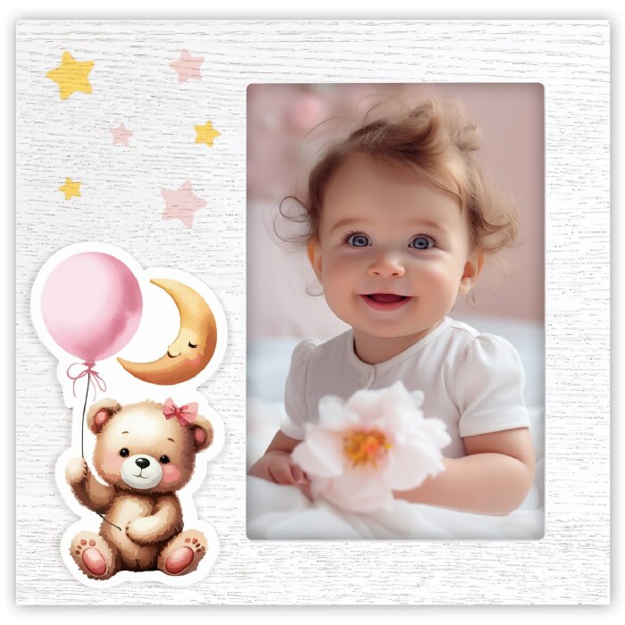 ZEP Cornice per bambini Colin in legno rosa 10x15 cm con motivo 3D a stella di peluche
