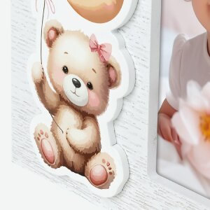 ZEP Cornice per bambini Colin in legno rosa 10x15 cm con motivo 3D a stella di peluche