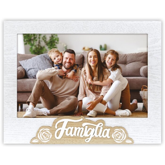 Cornice in legno ZEP 20x30 cm Famiglia con supporto e possibilità di appenderla