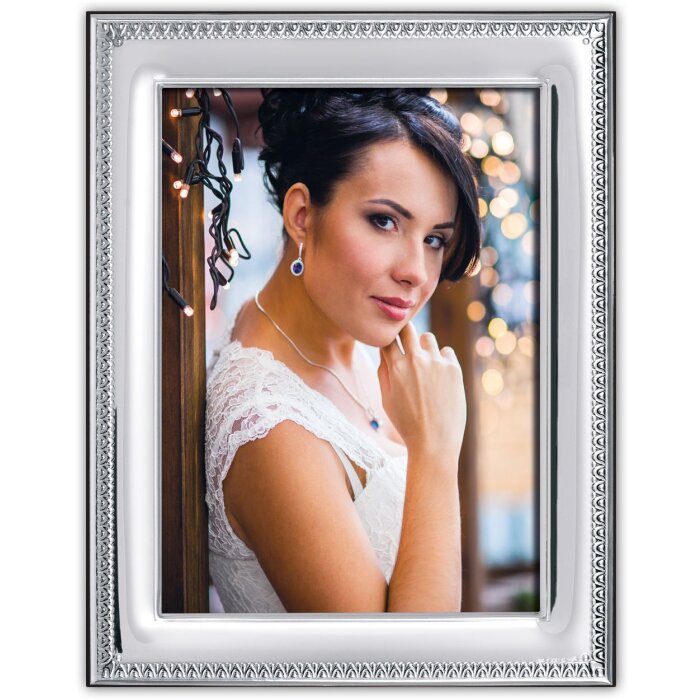 Cornice portafoto ZEP Alessandria 10x15 cm con retro in legno argentato