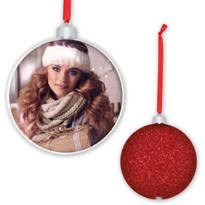 ZEP Foto Natale Rosso decorazione con immagine 8,5x8,5 cm da appendere