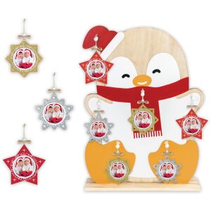 ZEP PINGU Ciondolo decorazione in legno stella fiocco di...