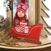 ZEP Portafoto natalizio Herman vetro cupola 5x7 cm legno rosso
