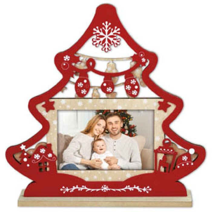 ZEP Cornice natalizia Mila in legno 10x15 cm rosso toni naturali decorazione