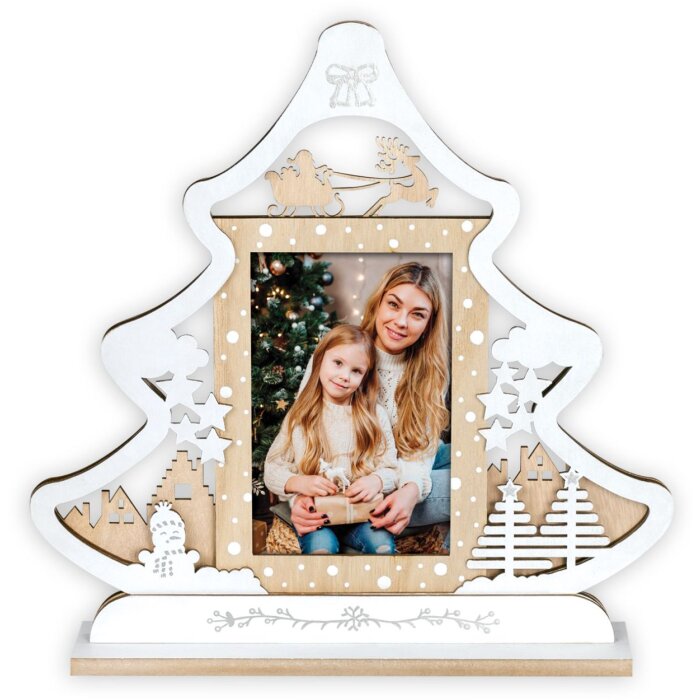 ZEP Cornice natalizia Julia in legno 10x15 cm design festivo slitta con renna