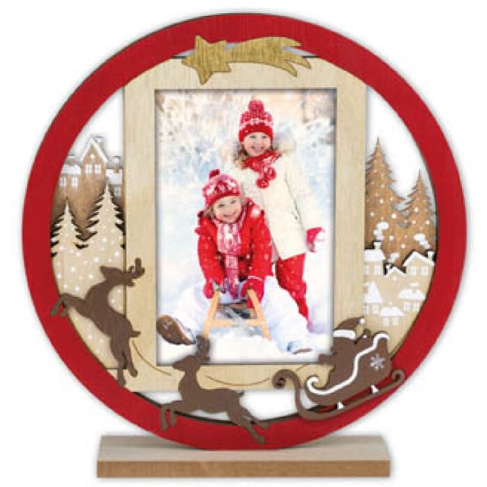 ZEP Cornice natalizia Heidi legno rosso 10x15 cm design invernale