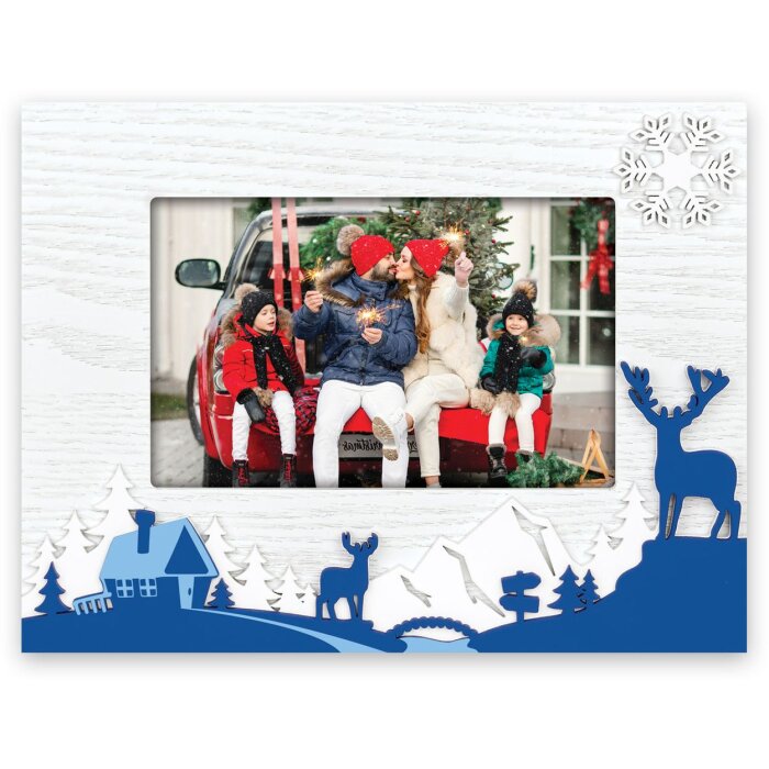ZEP ZT8446 Cornice in legno Bormio 10x15 cm Bianco Blu
