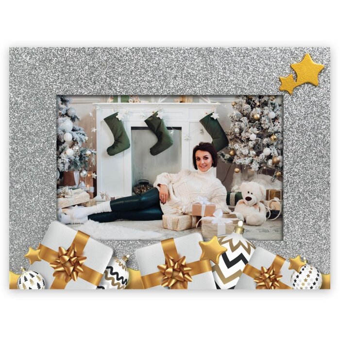 ZEP ZT2024 Silvy 10x15 cm cornice in legno argento oro stella Natale