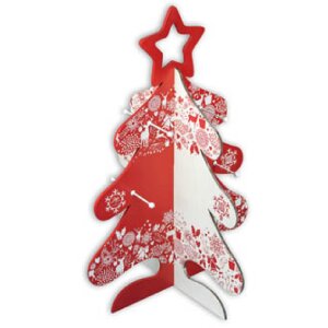 ZEP Albero di Natale in legno rosso bianco 65 cm di altezza 45 cm di larghezza Albero decorativo a innesto