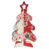 ZEP Albero di Natale in legno rosso bianco 65 cm di altezza 45 cm di larghezza Albero decorativo a innesto