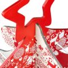 ZEP Albero di Natale in legno rosso bianco 65 cm di altezza 45 cm di larghezza Albero decorativo a innesto