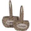 Clayre & Eef 65715 Set di cestini 2 pezzi Seagrass Flower 20x16/28x16 cm