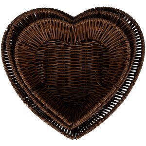 Clayre & Eef 65716 Set di cestini 3 pezzi a forma di cuore in plastica marrone 28/25/22 cm