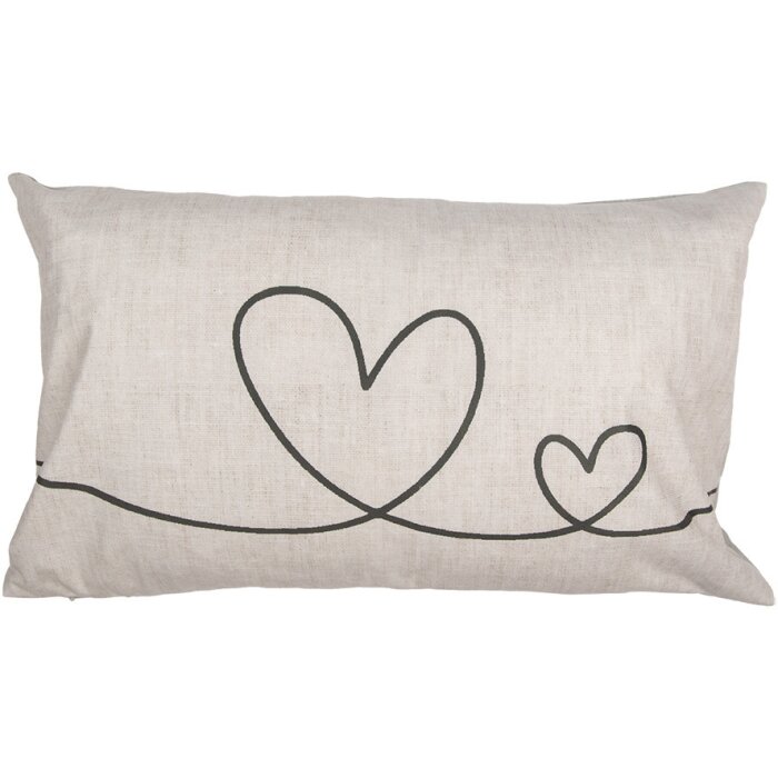 Clayre & Eef CHS36 Copricuscino Beige Verde Motivo cuore 30x50 cm 100% Poliestere
