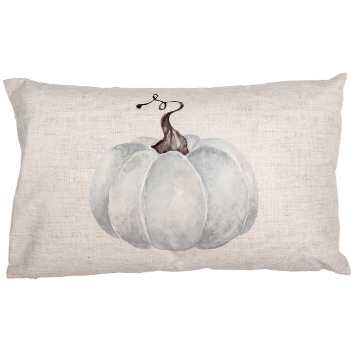 Clayre & Eef CSP36-1 Copricuscino 30x50 cm Motivo zucca Beige Grigio Stile country