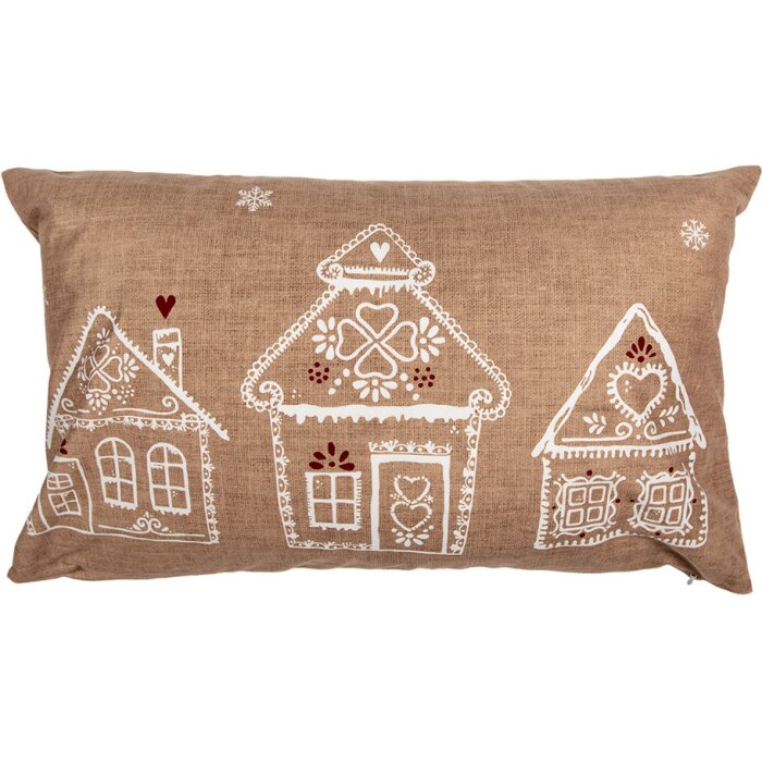 Clayre & Eef GBB36 Copricuscino marrone bianco 30x50 cm in stile country in poliestere