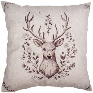 Clayre & Eef GTW21 Copricuscino Beige Marrone Motivo Cervo 45x45 cm Stile Country
