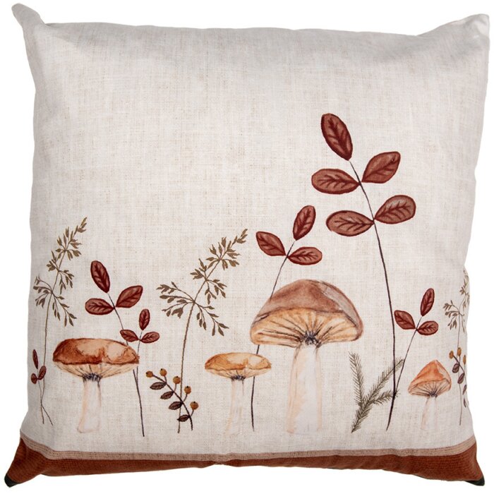 Clayre & Eef LFJ21 Copricuscino Motivo Fungo Beige Marrone 45x45 cm Stile Country