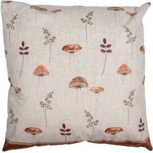 Clayre & Eef LFJ21 Copricuscino Motivo Fungo Beige Marrone 45x45 cm Stile Country