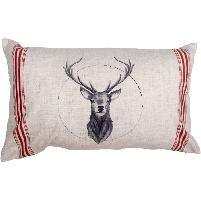 Clayre & Eef NWV36-4 Copricuscino Beige Motivo Cervo Rosso Stile Country 30x50 cm