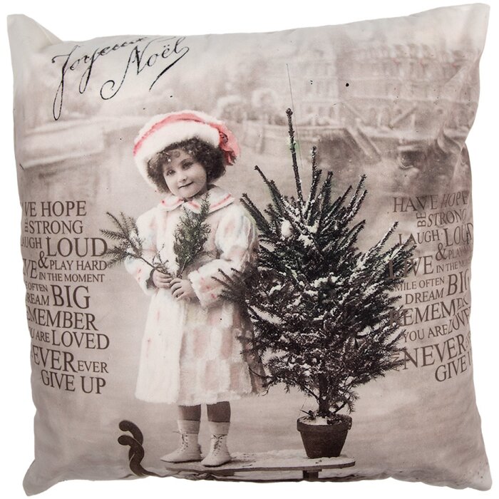 Clayre & Eef KT021.373 Copricuscino 45x45 cm Beige Brown Vintage Retro