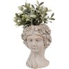 Clayre & Eef 6TE0546L Vaso da fiori Testa di Pietra Grigio 22x20x30 cm