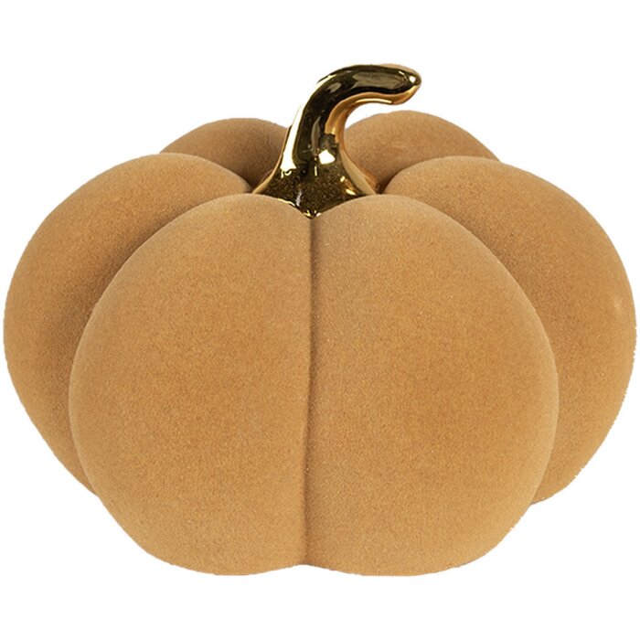 Clayre & Eef Decorazione Zucca in ceramica color oro giallo Ø 18x14 cm