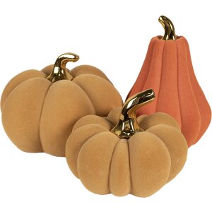Clayre & Eef Decorazione Zucca in ceramica color oro giallo Ø 18x14 cm