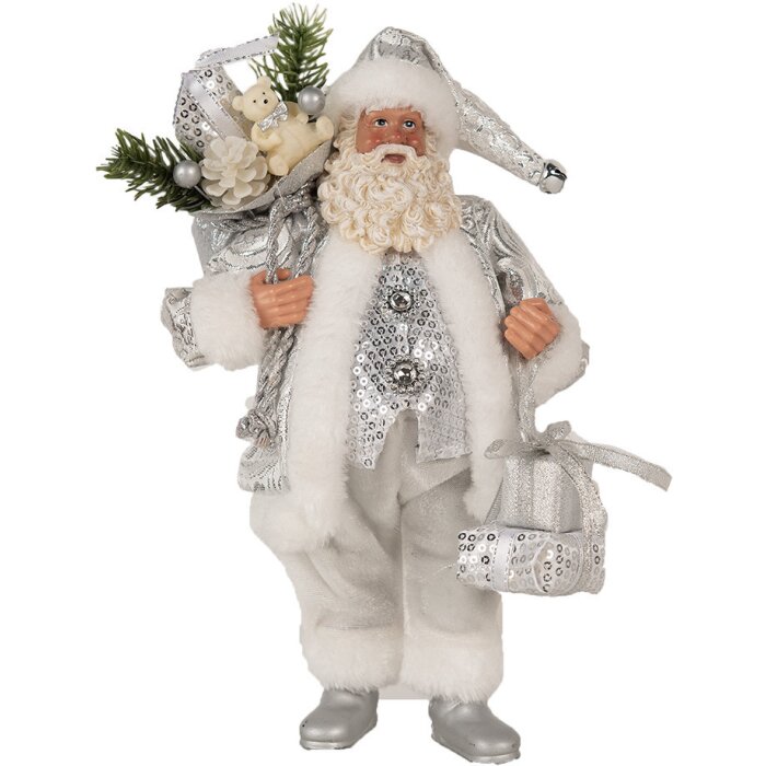 Clayre & Eef 65587 Babbo Natale 18x11x28 cm Argento Bianco