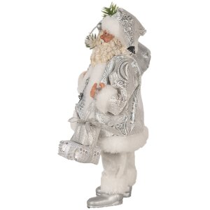 Clayre & Eef 65587 Babbo Natale 18x11x28 cm Argento Bianco